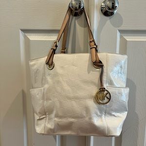 Authentic Michael Kors White Patent Leather Tote